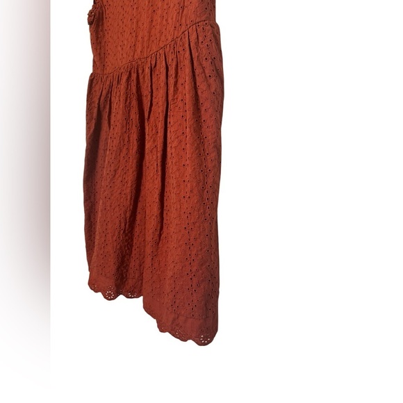 Knox Rose Burnt Orange Eyelet Flutter Sleeve V-Neck Dress Size XS - Picture 14 of 17